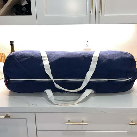 VINTAGE Athletic Bag Company “BRENTWOOD FOOTBALL” Canvas Duffel Bag Navy & White - Picture 9 of 16